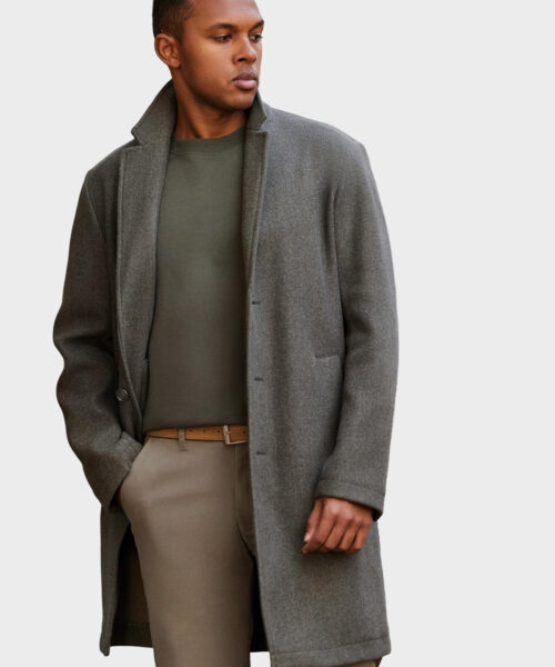 kerge meeste üherealine mantel - L, dark grey