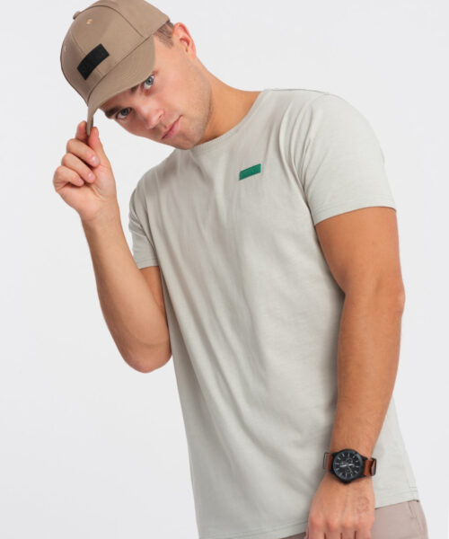 meeste kontrastse lõngaga puuvillane t-särk - S, grey