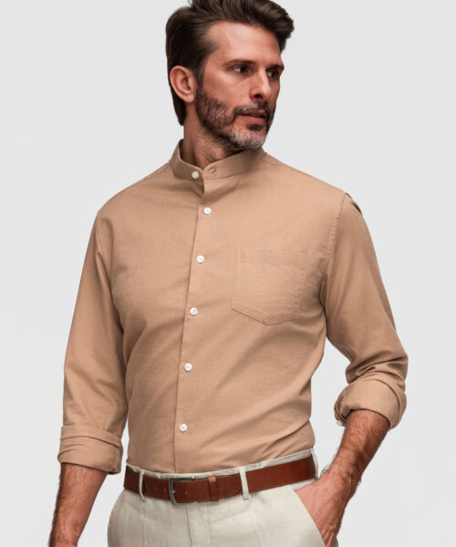 Meeste linane särk püstise krae ja taskuga REGULAR FIT