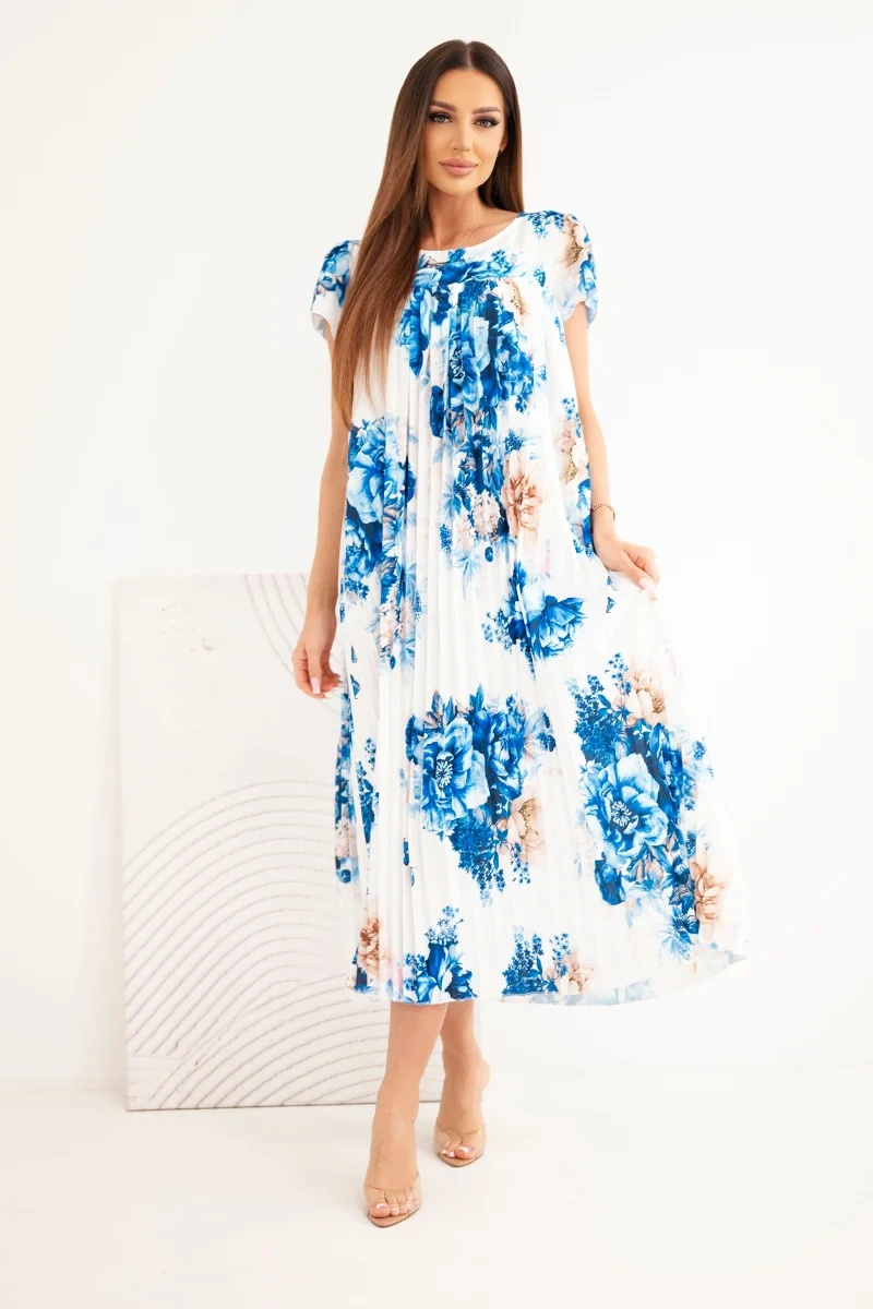 Naiste kleit – blue cornflower / kaameli - Image 1