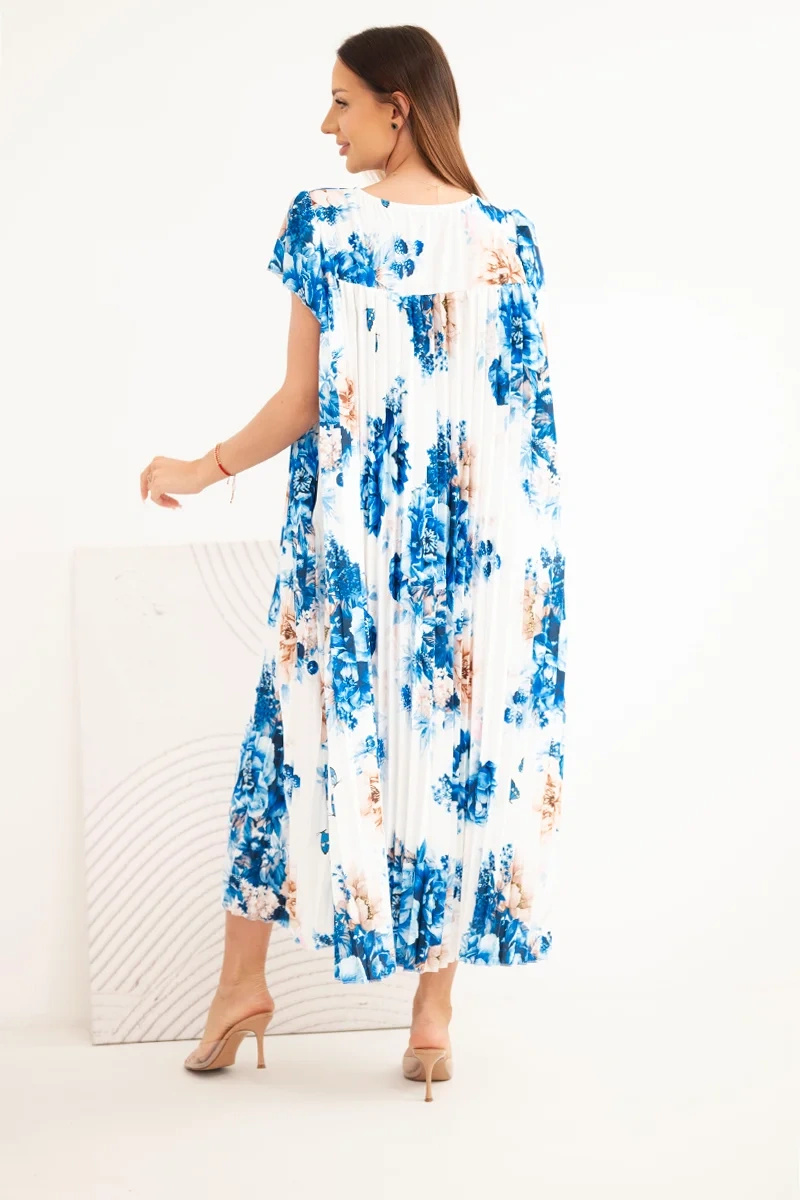 Naiste kleit – blue cornflower / kaameli - Image 3