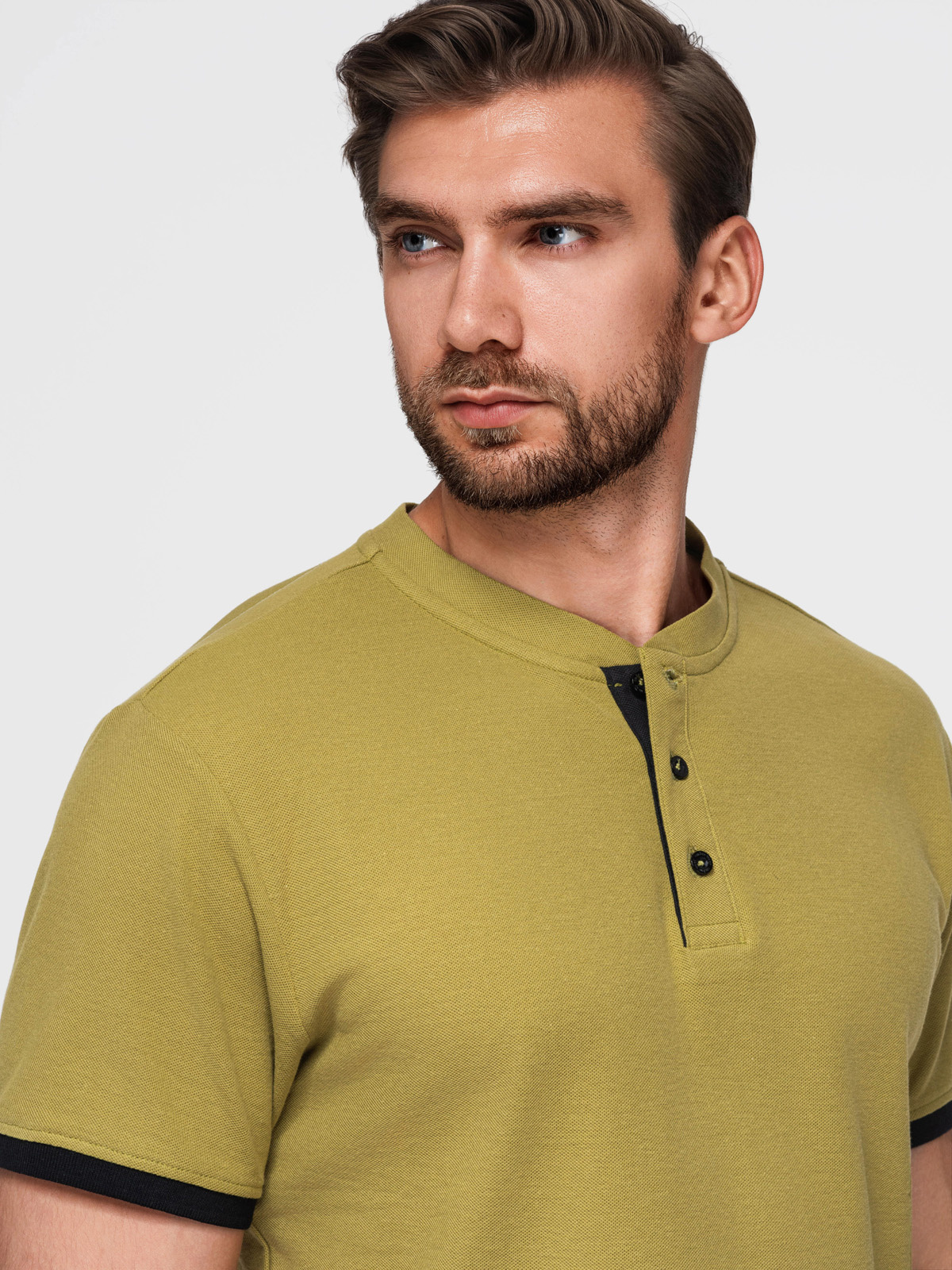 Meeste püstkrae ja nööpidega polosärk Ombre Clothing - Image 133