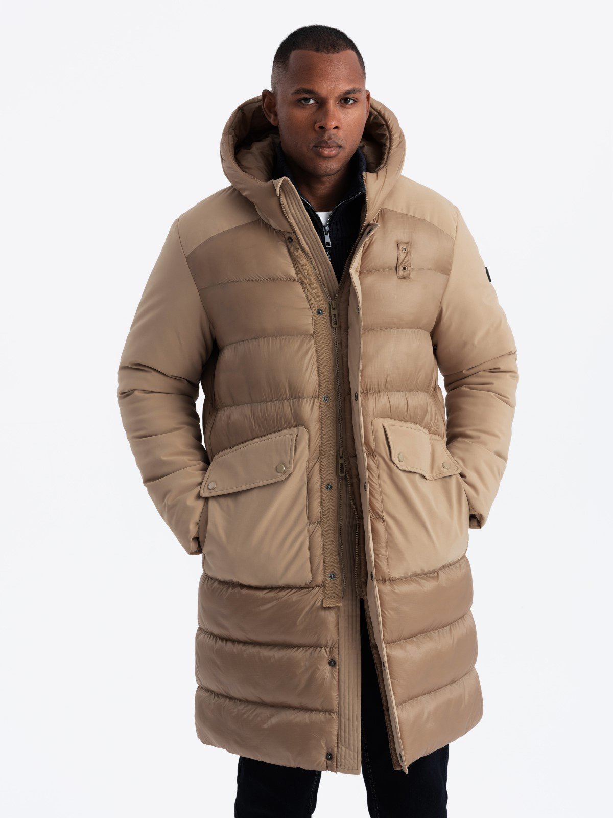 Meeste pikem tepitud talvejope kapuutsiga Ombre Clothing - Image 33