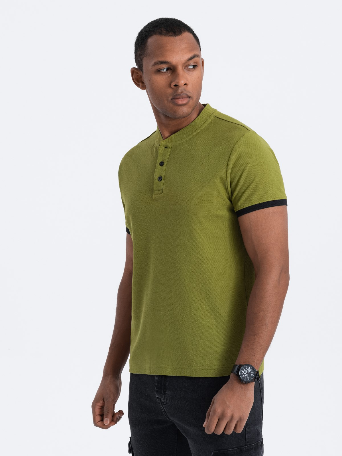 Meeste püstkrae ja nööpidega polosärk Ombre Clothing - Image 175