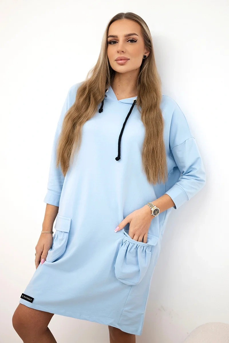 Kesi kapuutsiga naiste dresskleit taskutega - Image 1