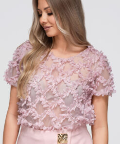 Naiste lühike pluus 3D lilleaplikatsioonidega Ombre Clothing