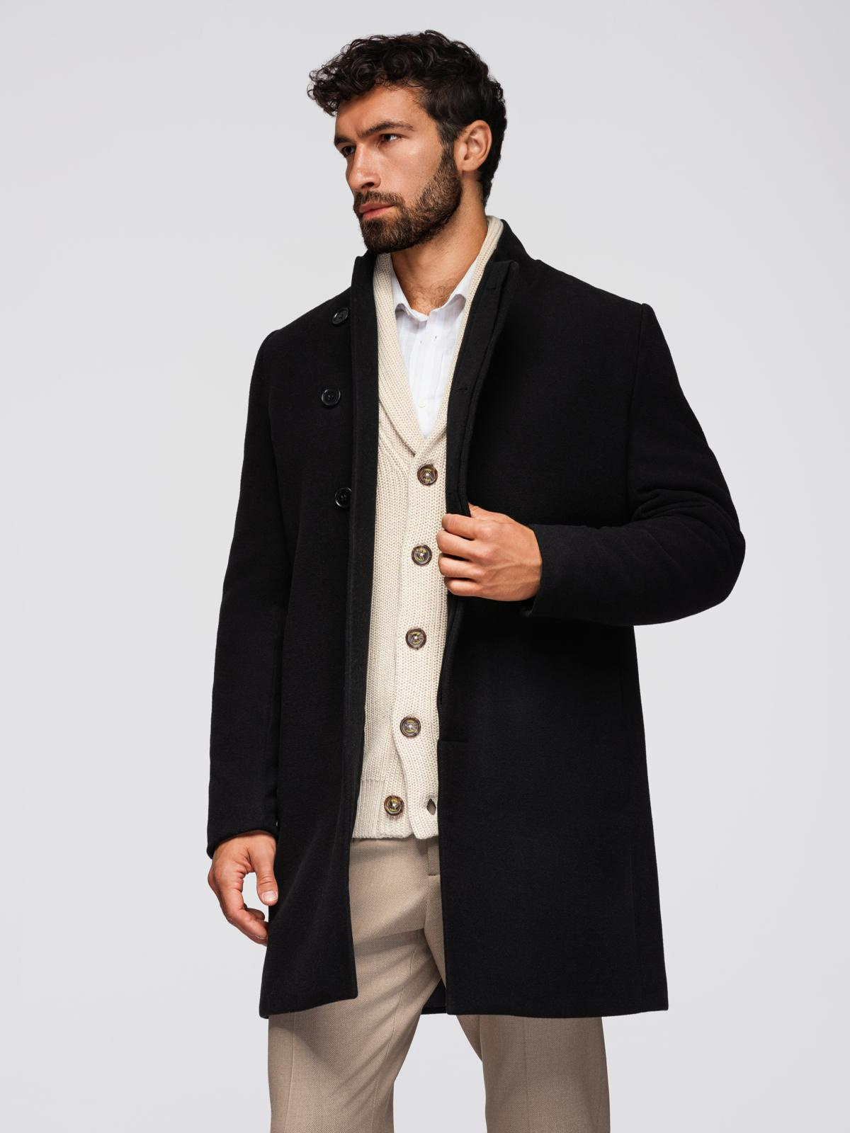 Ombre Clothing meeste poolpikk mantel püstkrae ja nööpidega - Image 13