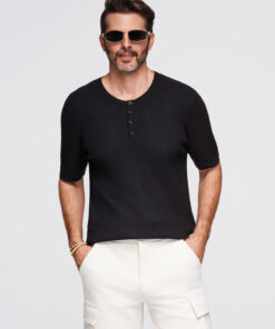 Meeste nööbitava kaelusega lühikeste varrukatega särk Ombre Clothing