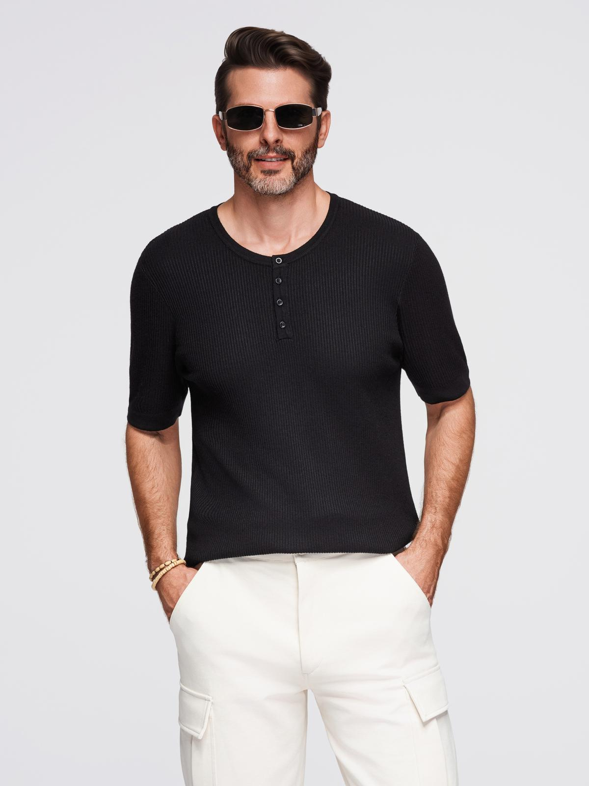 Meeste nööbitava kaelusega lühikeste varrukatega särk Ombre Clothing - Image 1