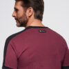 meeste puuvillane kontrastsete vahetükkidega t-särk - maroon v2 s1632 - Thumbnail Image 5