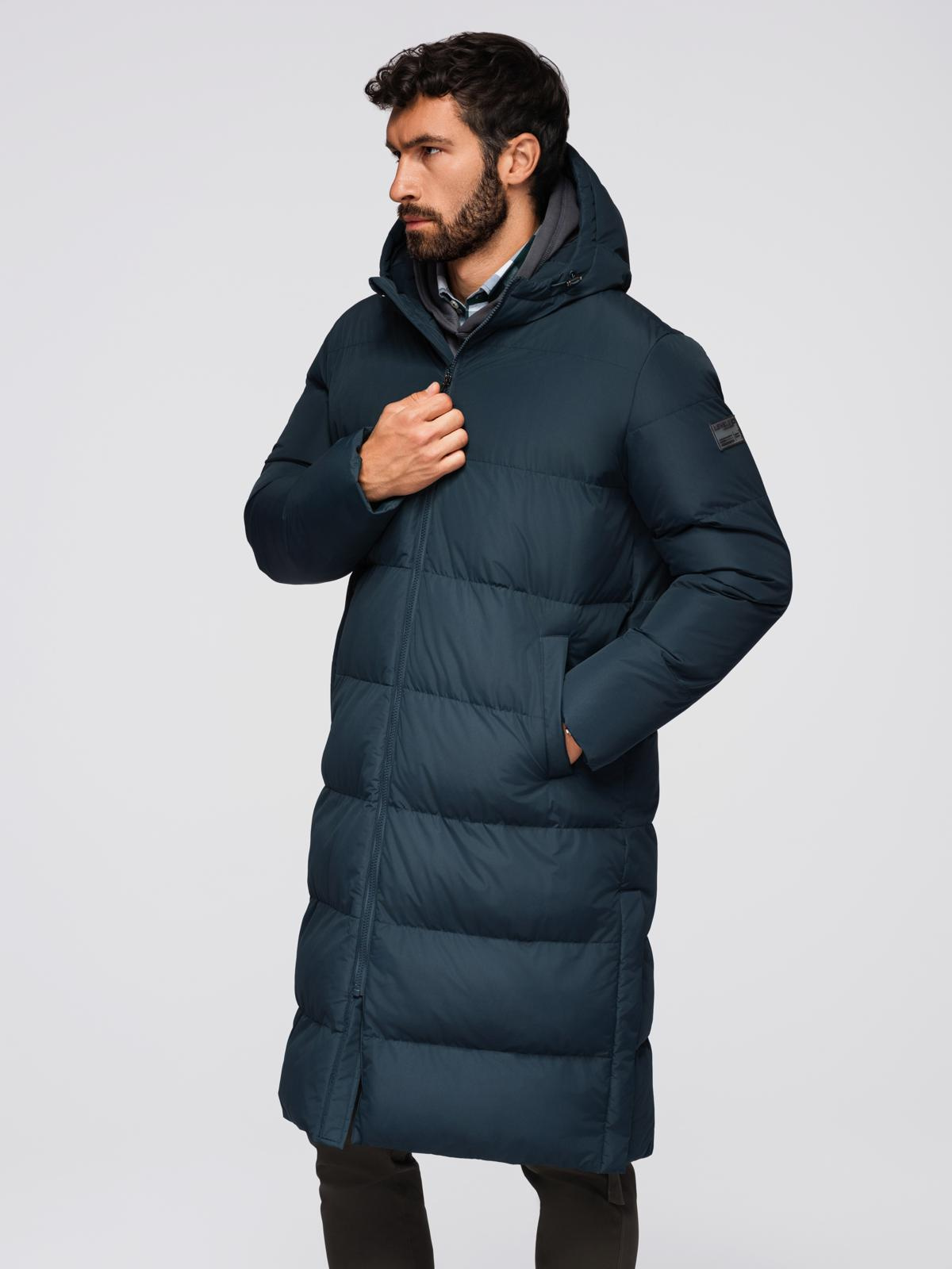 Ombre Clothing meeste pikk tepitud talvejope kapuutsiga - Image 15