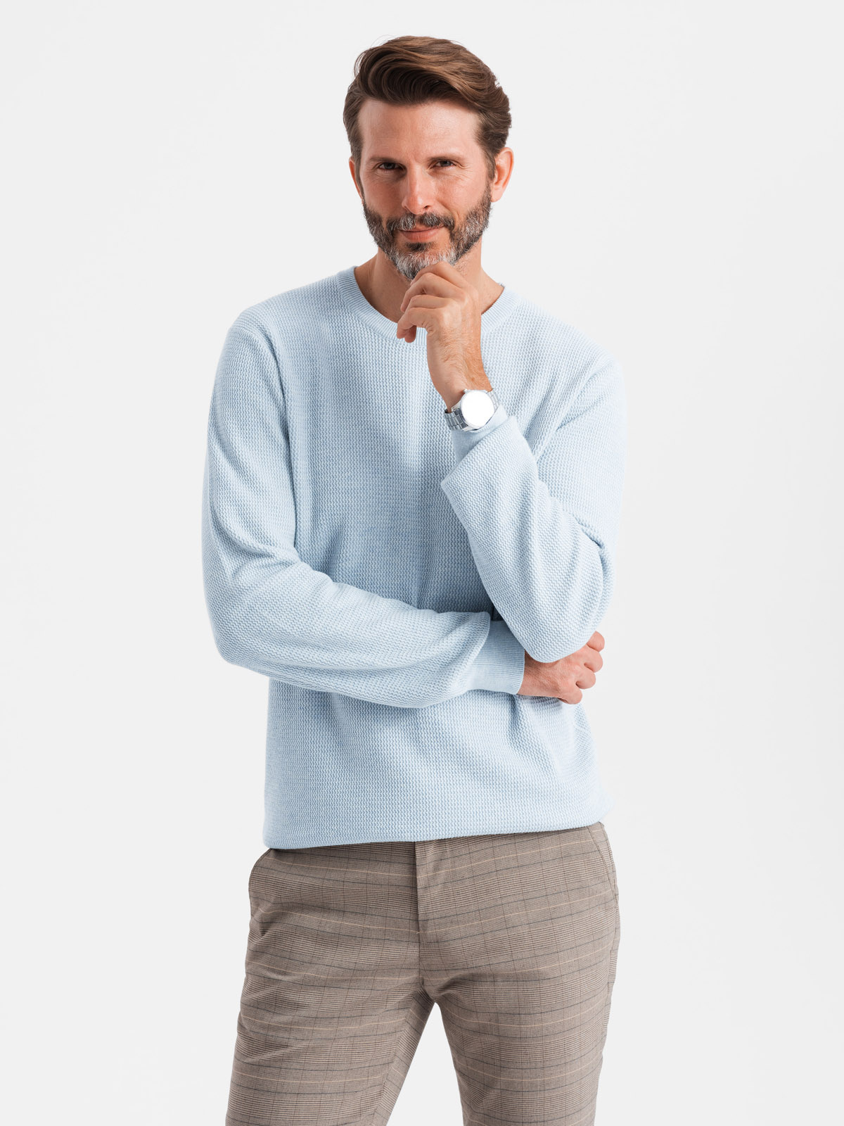 Ombre Clothing meeste kootud kampsun ümara kaelusega - Image 1