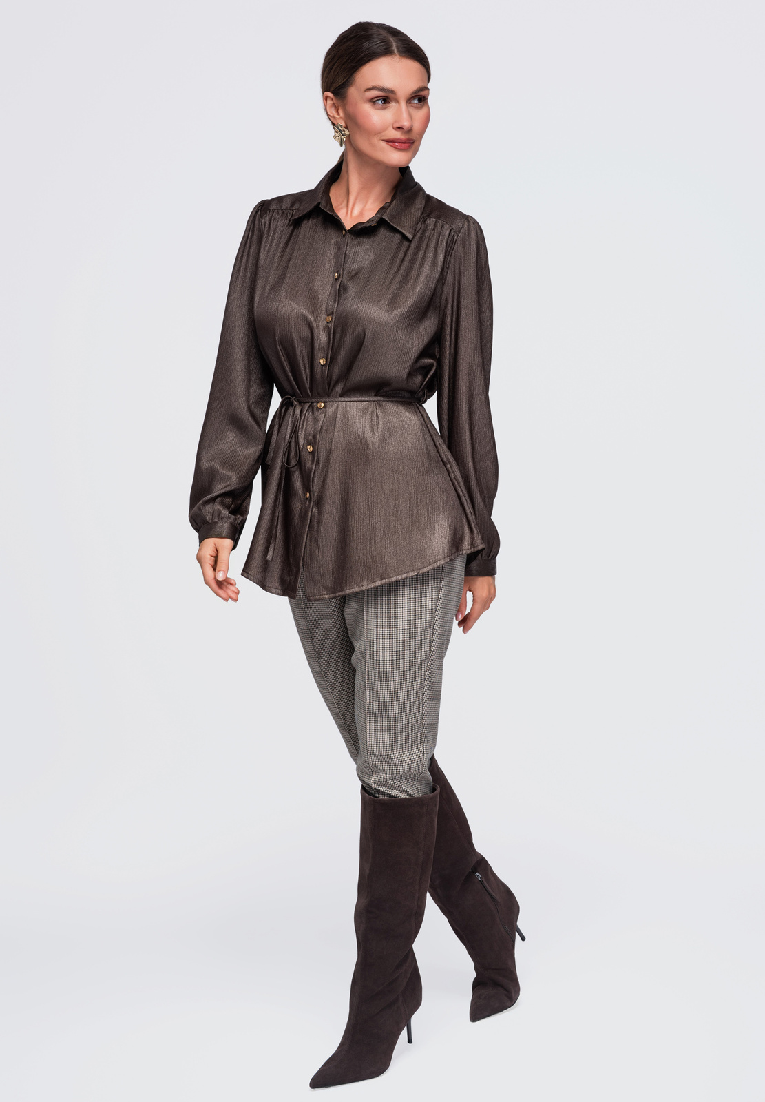 Pikema lõikega naiste särkpluus vööga Ombre Clothing - Image 7