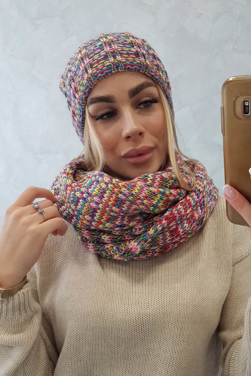 Naiste kootud mütsi ja torusalli komplekt tutiga - Image 27