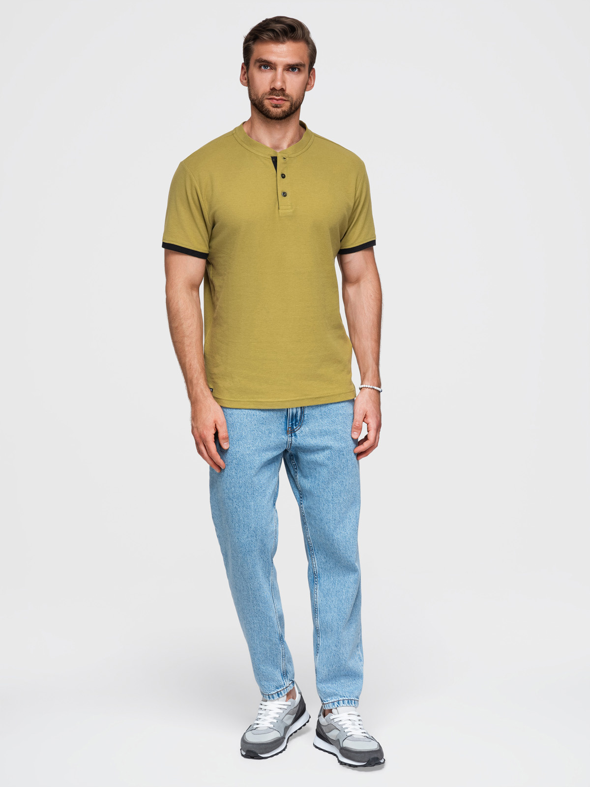 Meeste püstkrae ja nööpidega polosärk Ombre Clothing - Image 60