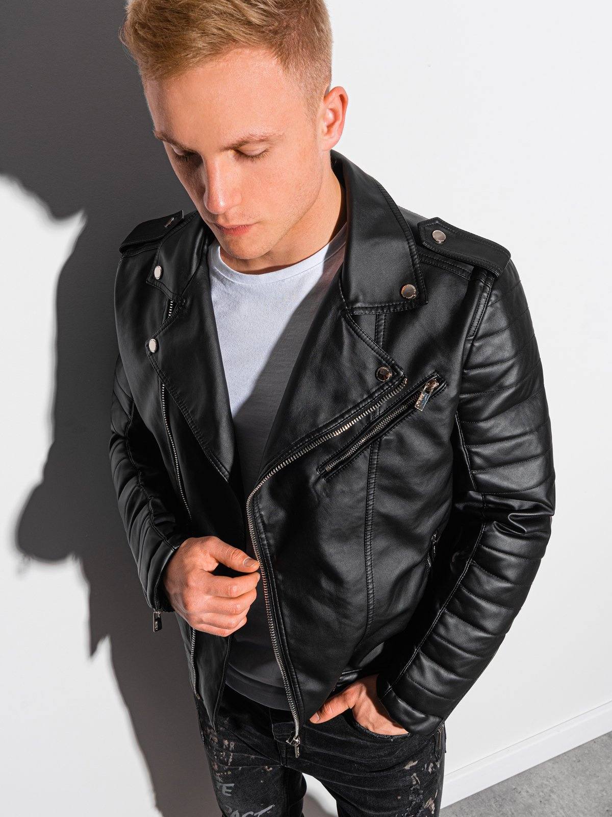 Meeste biker-stiilis jakk Ombre Clothing - Image 2