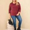 Naiste plus-size puuvillane pikkade varrukatega pusa pitsdetailiga - Thumbnail Image 38
