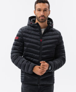 Meeste tepitud kevad-sügisjope kapuutsiga Ombre Clothing