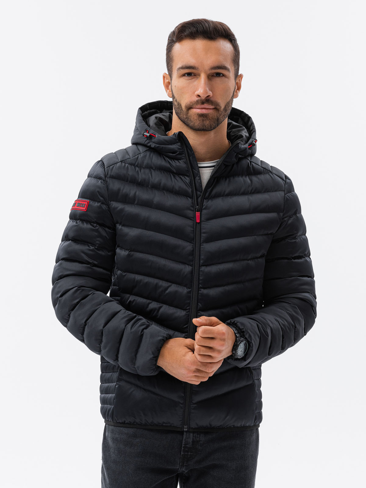 Meeste tepitud kevad-sügisjope kapuutsiga Ombre Clothing - Image 1