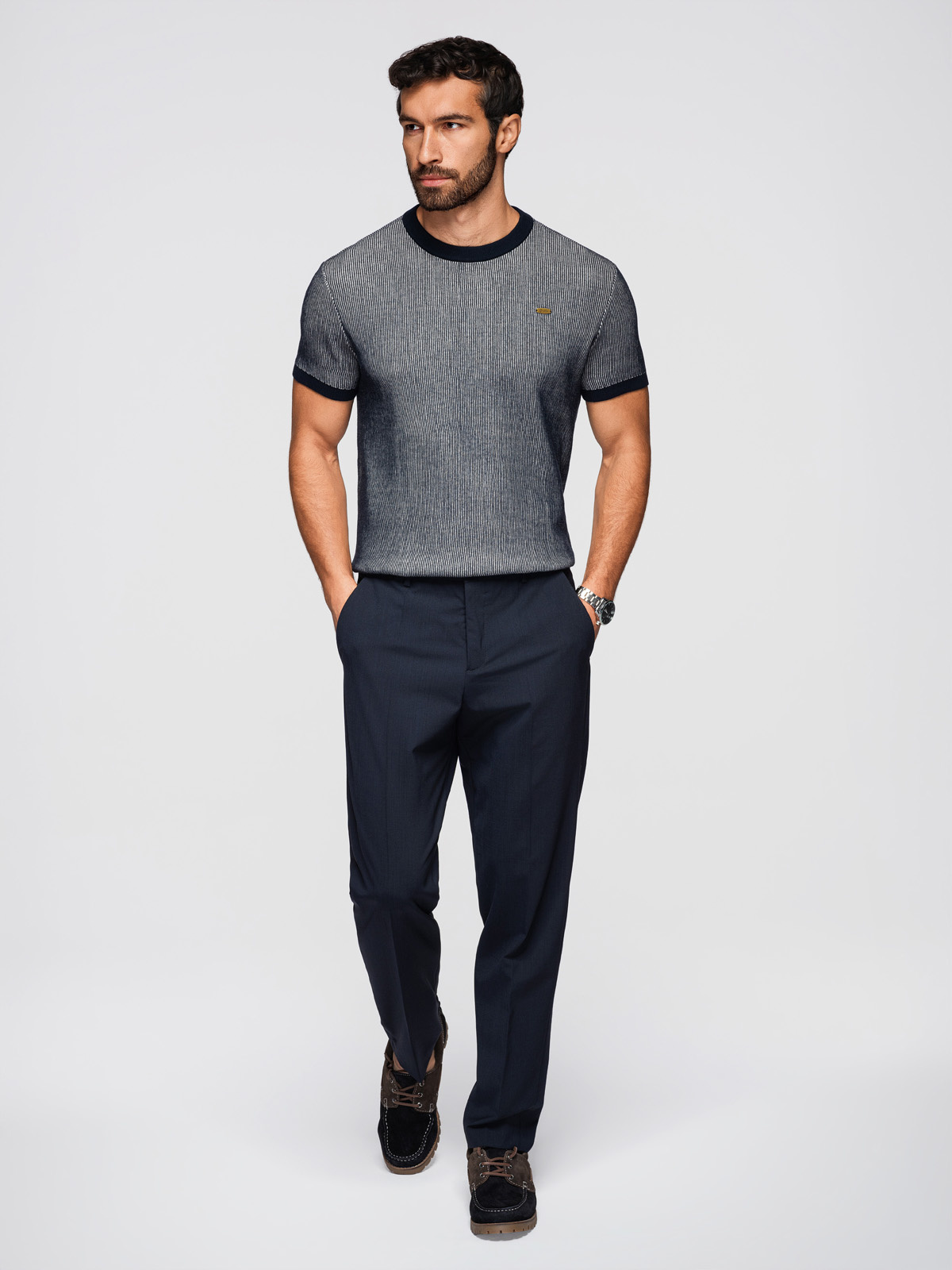 Meeste struktuurne kootud puuvillane T-särk Ombre Clothing - Image 11