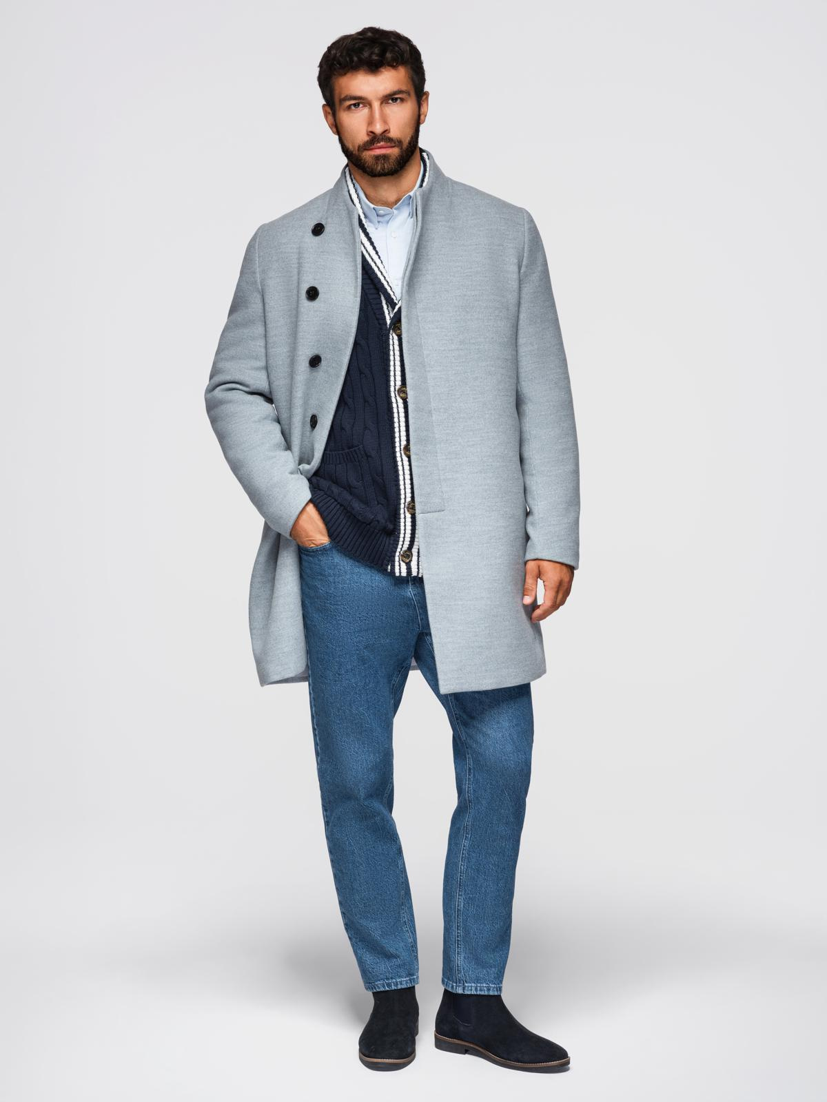 Ombre Clothing meeste poolpikk mantel püstkrae ja nööpidega - Image 3