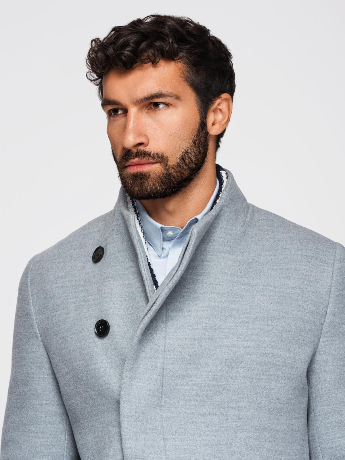 Ombre Clothing meeste poolpikk mantel püstkrae ja nööpidega - Image 2