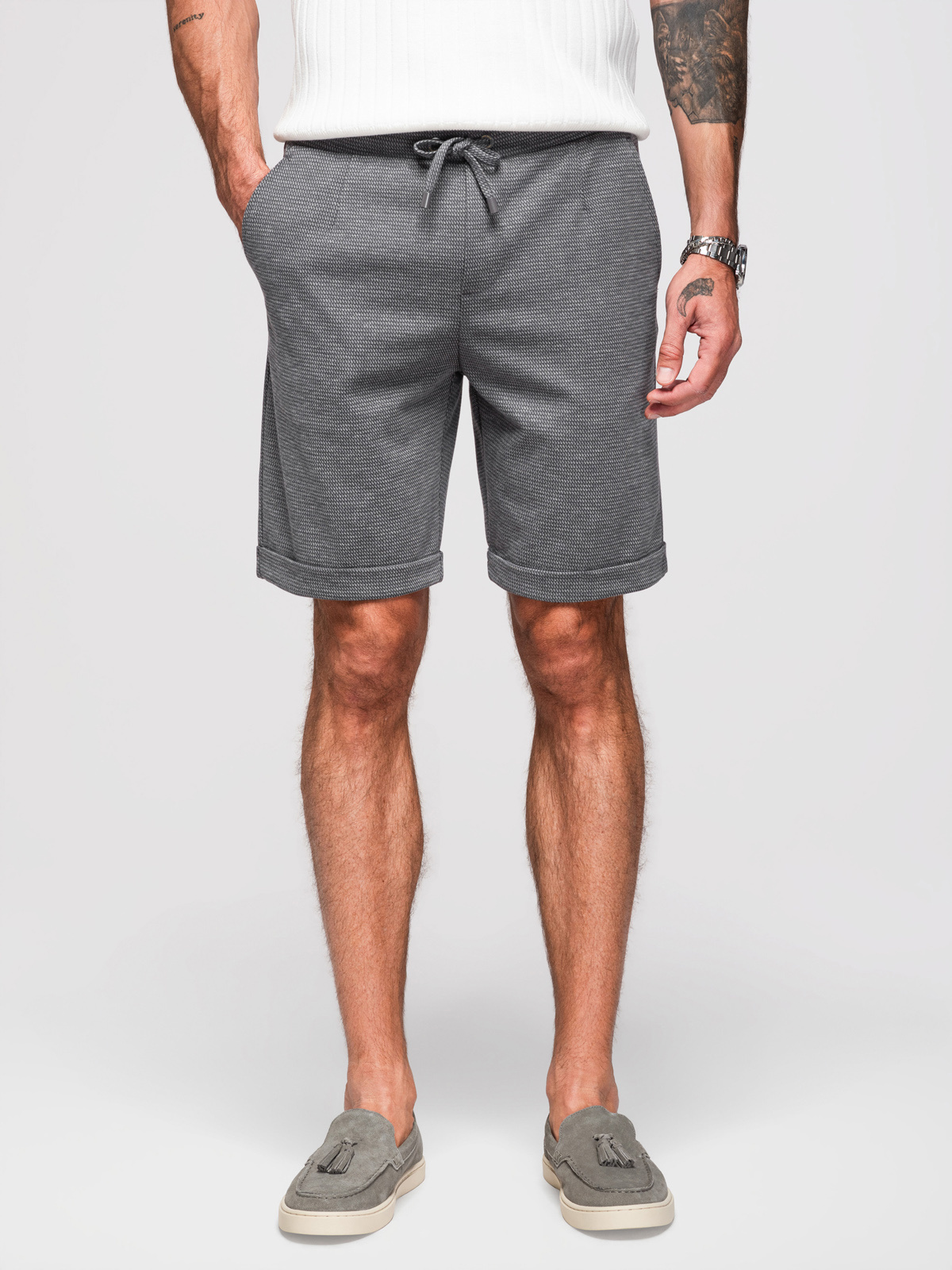 Ombre Clothing meeste lühikesed püksid nöörvööga - Image 11