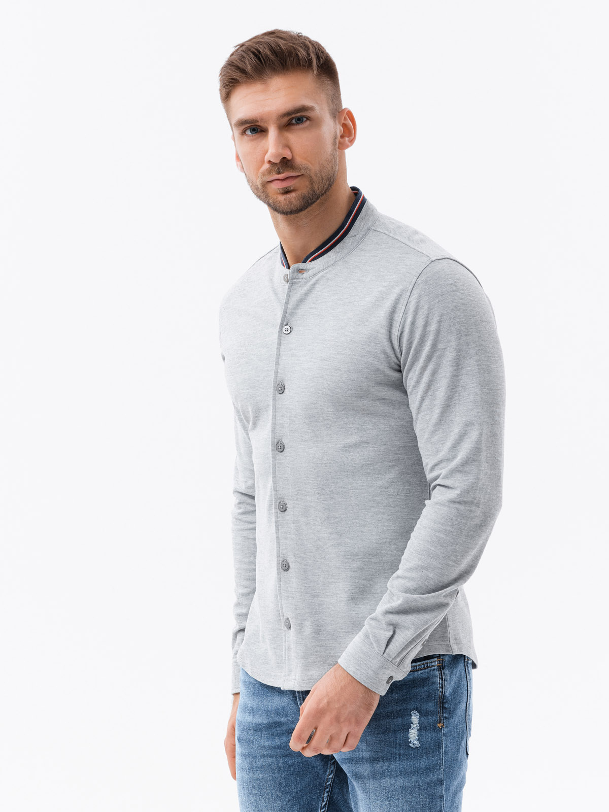 Meeste pikkade varrukatega särk püstkraega Ombre Clothing - Image 1