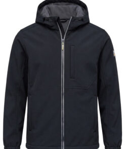 Meeste SOFTSHELL jakk fliisvoodri ja kapuutsiga – must