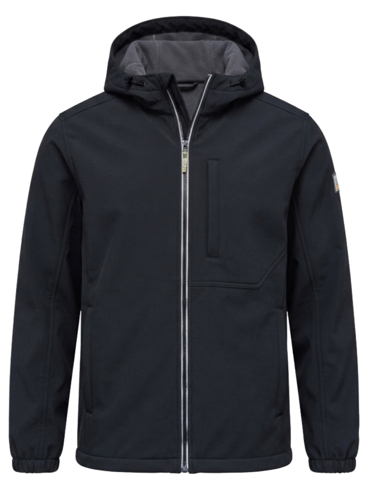 Meeste SOFTSHELL jakk fliisvoodri ja kapuutsiga – must - Image 1