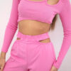 Naiste kaheosaline komplekt crop-top pluusi ja pükstega - Thumbnail Image 4