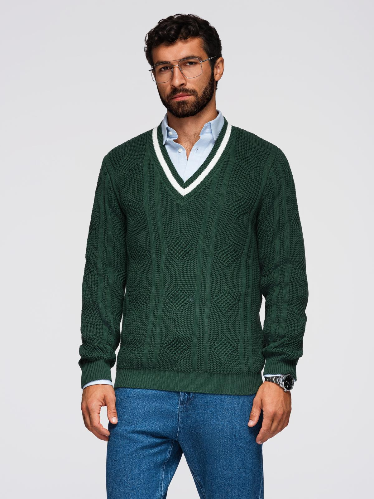 Meeste V-kaelusega kootud kampsun Ombre Clothing - Image 19
