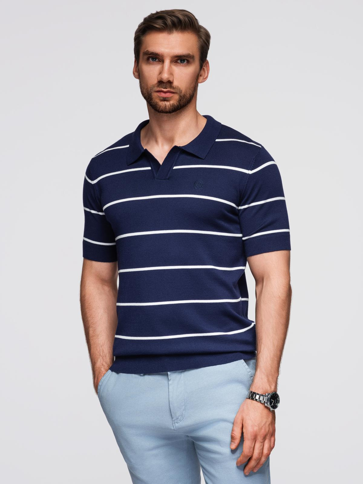 Meeste kootud triibuline polosärk Ombre Clothing - Image 3