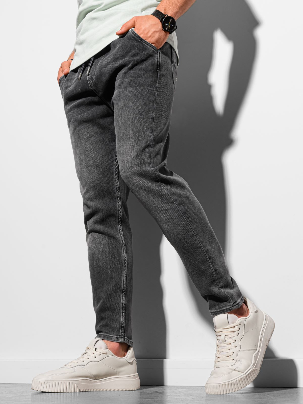 Ombre Clothing meeste nöörvööga teksapüksid - Image 2