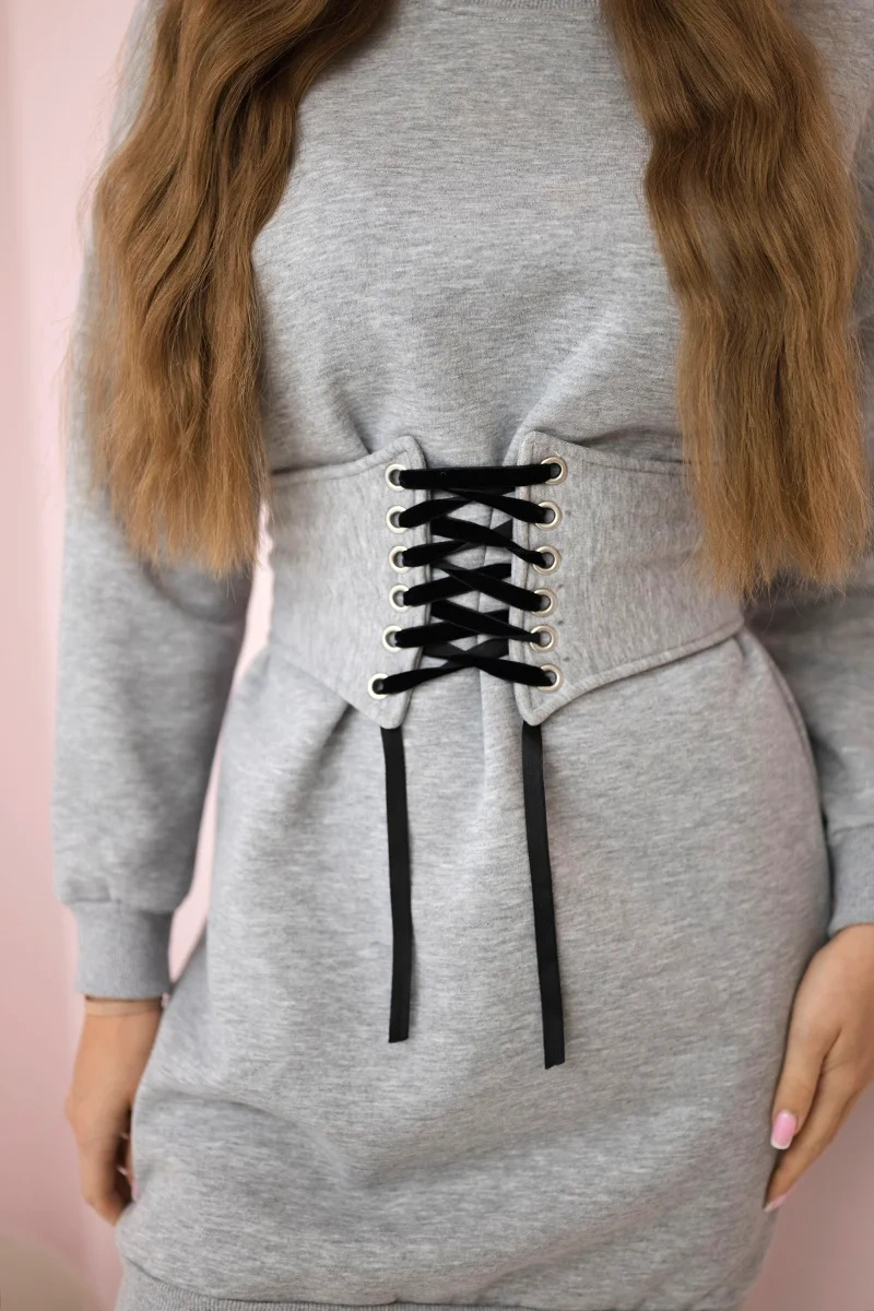 Kesi pikkade varrukatega dresskleit seotava korsett-vööosaga - Image 4