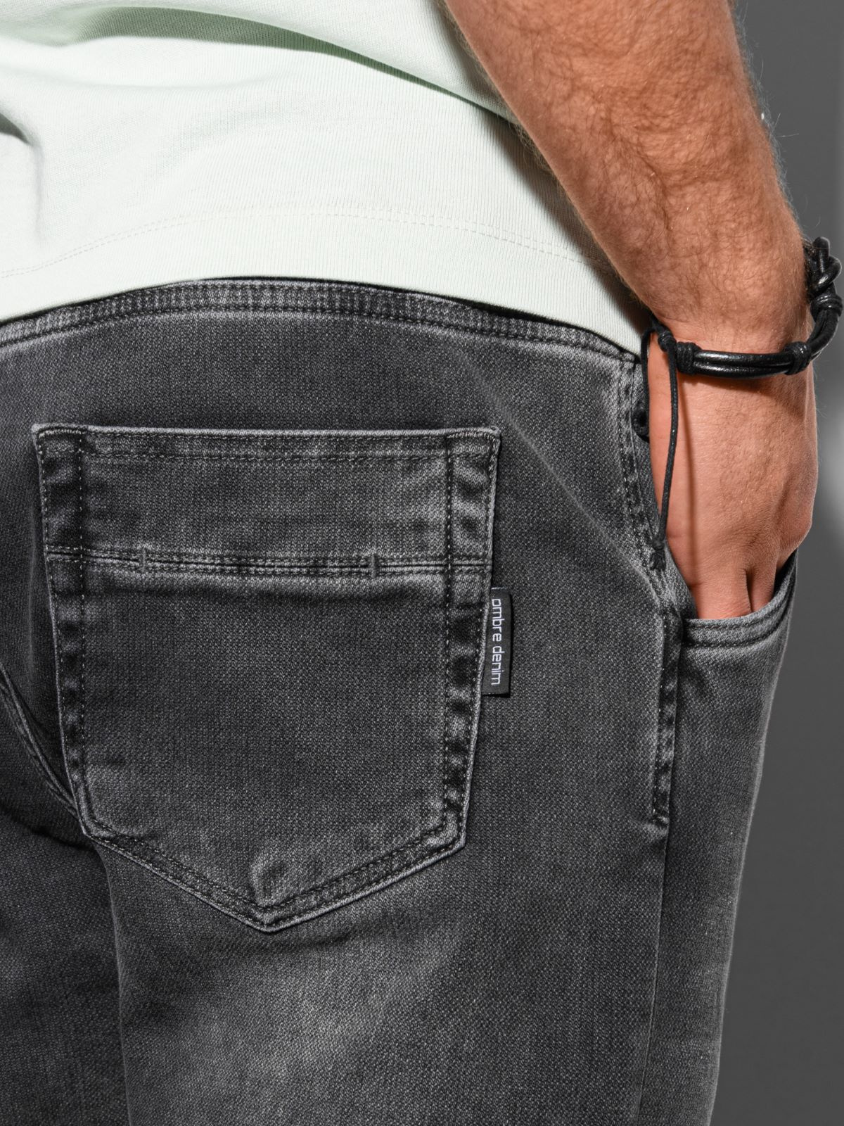 Ombre Clothing meeste nöörvööga teksapüksid - Image 4