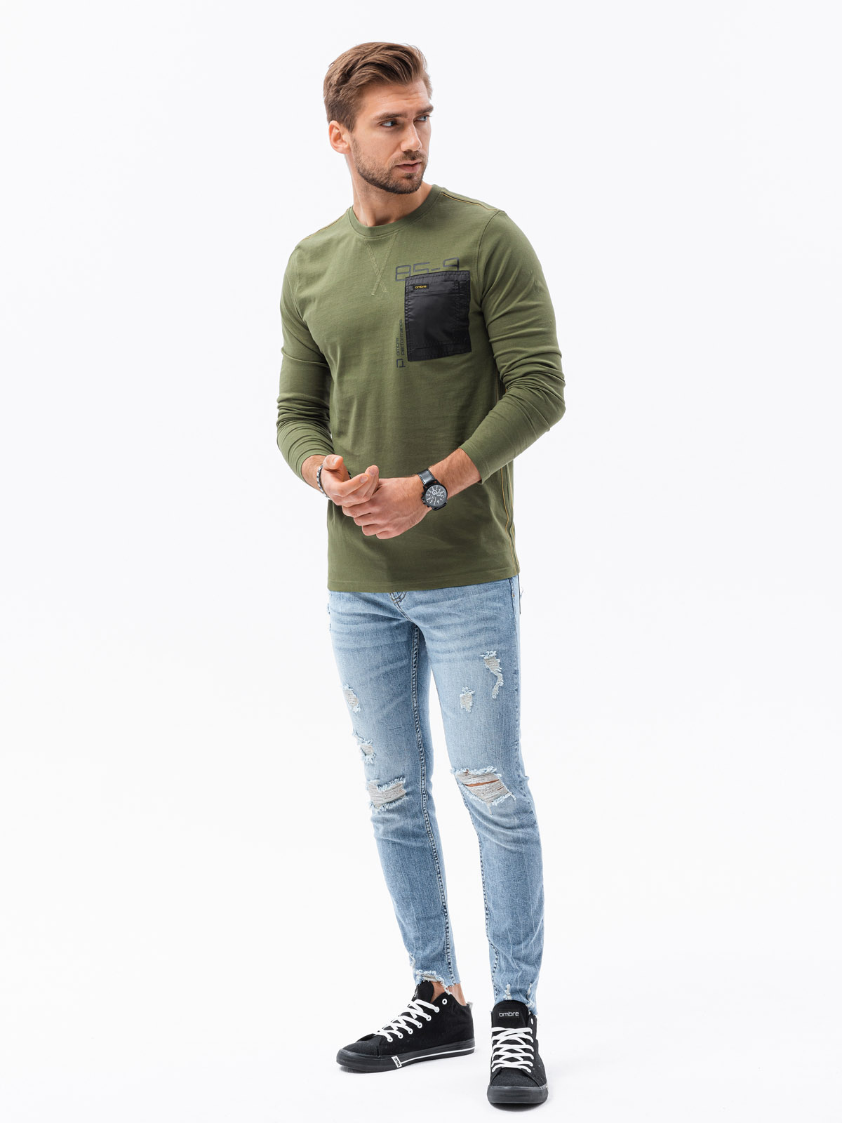 Ombre Clothing meeste pikkade varrukatega särk rinnataskuga - Image 4