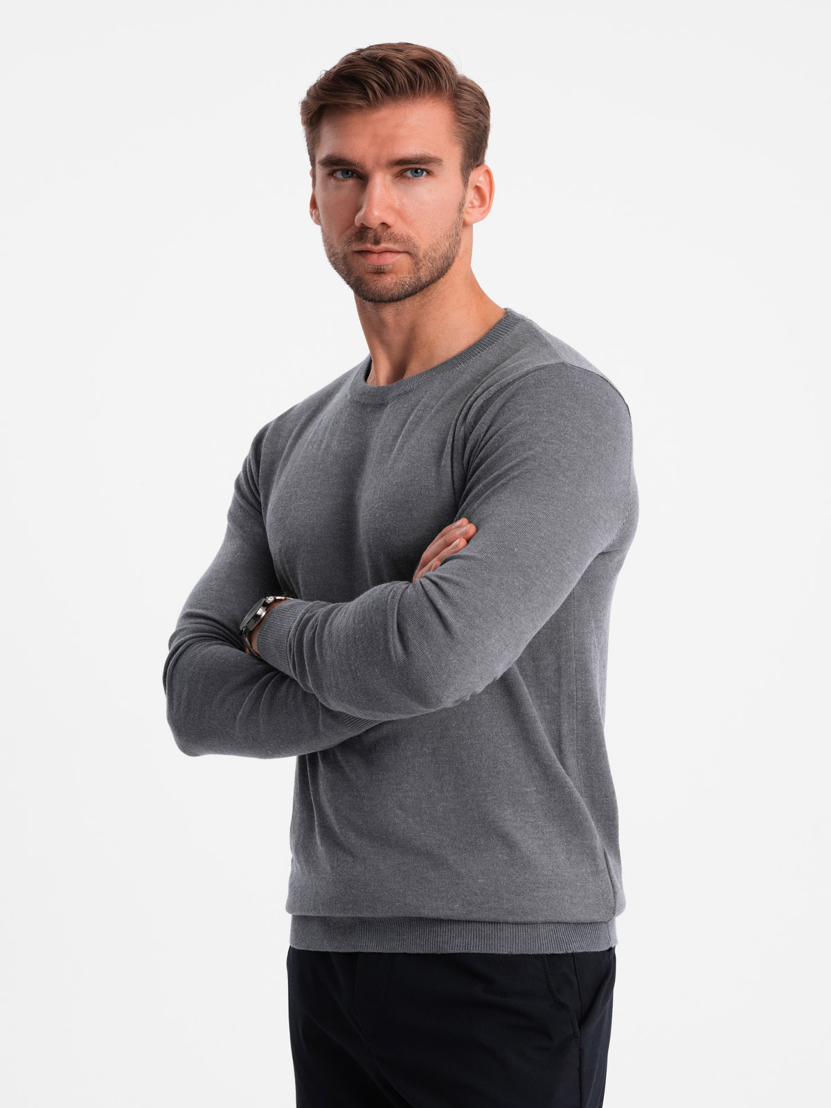 Ombre Clothing klassikaline ümara kaelusega meeste kampsun - Image 163