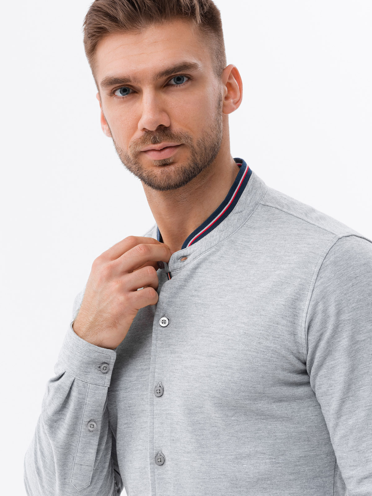 Meeste pikkade varrukatega särk püstkraega Ombre Clothing - Image 4