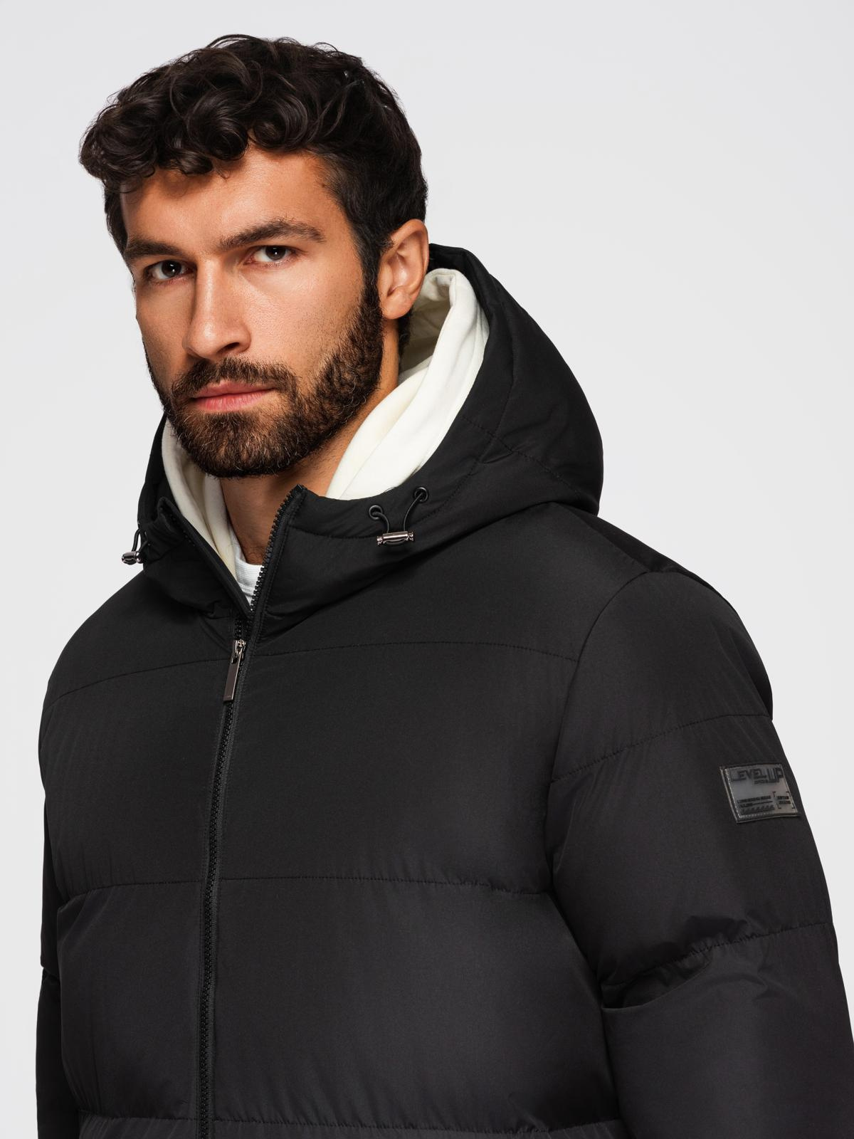 Ombre Clothing meeste pikk tepitud talvejope kapuutsiga - Image 2