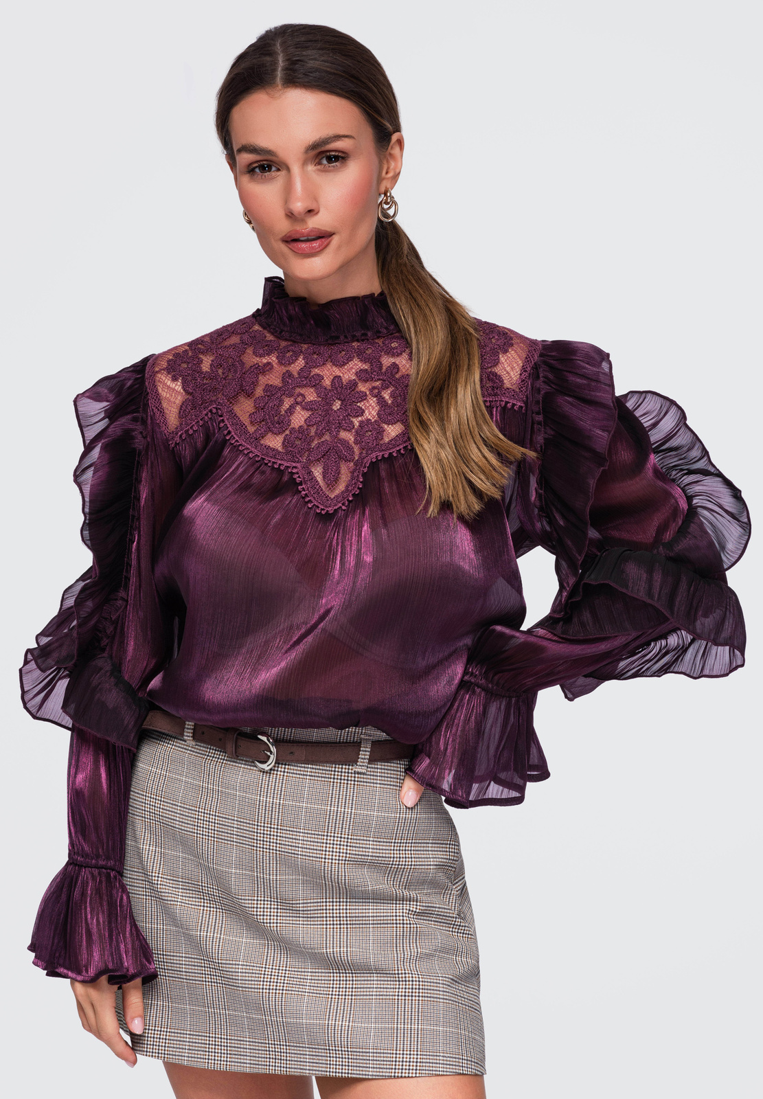 Ombre Clothing naiste pluus satside ja pitsdetailiga - Image 15