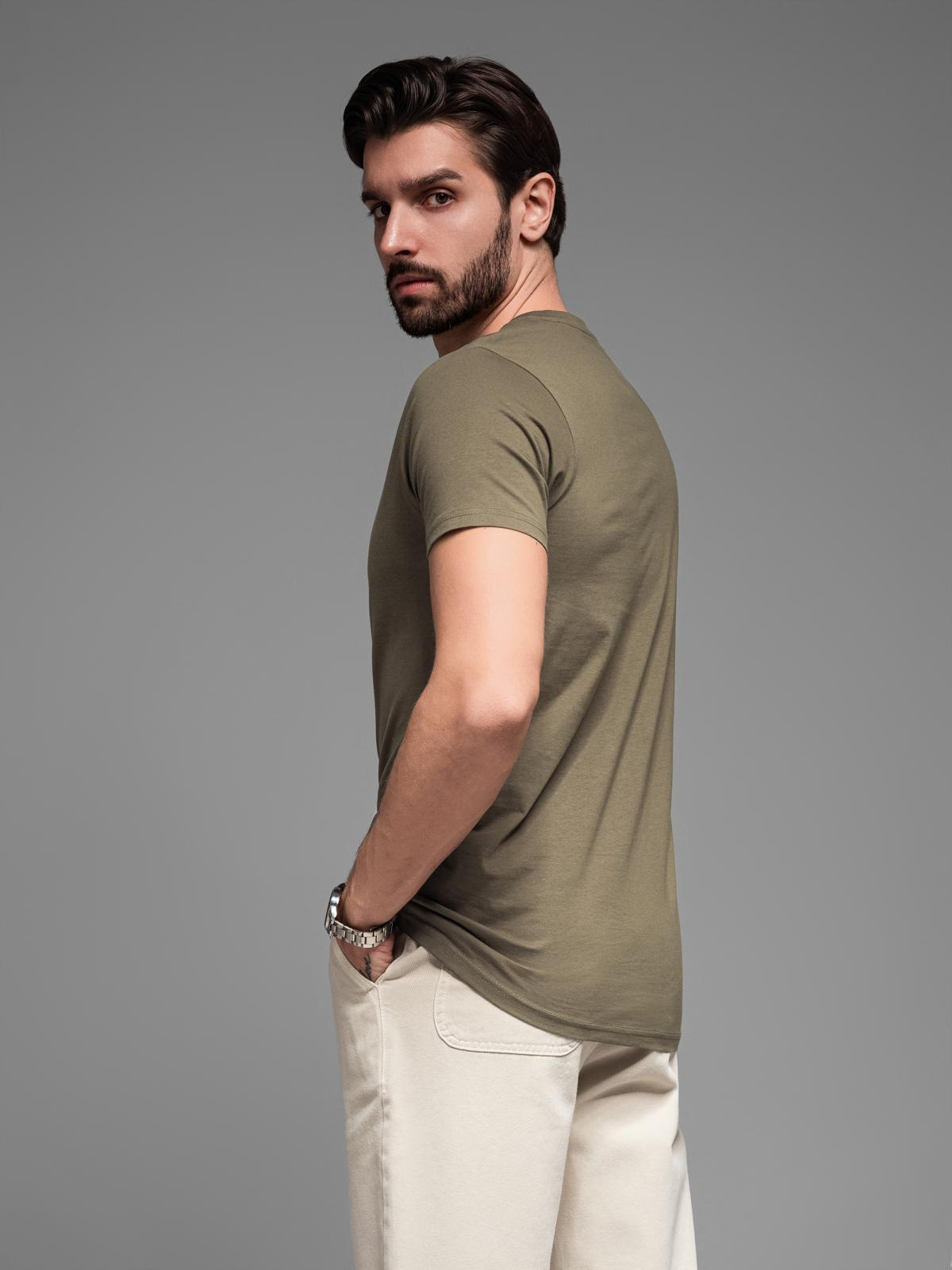 Ombre meeste puuvillane V-kaelusega T-särk - Image 153