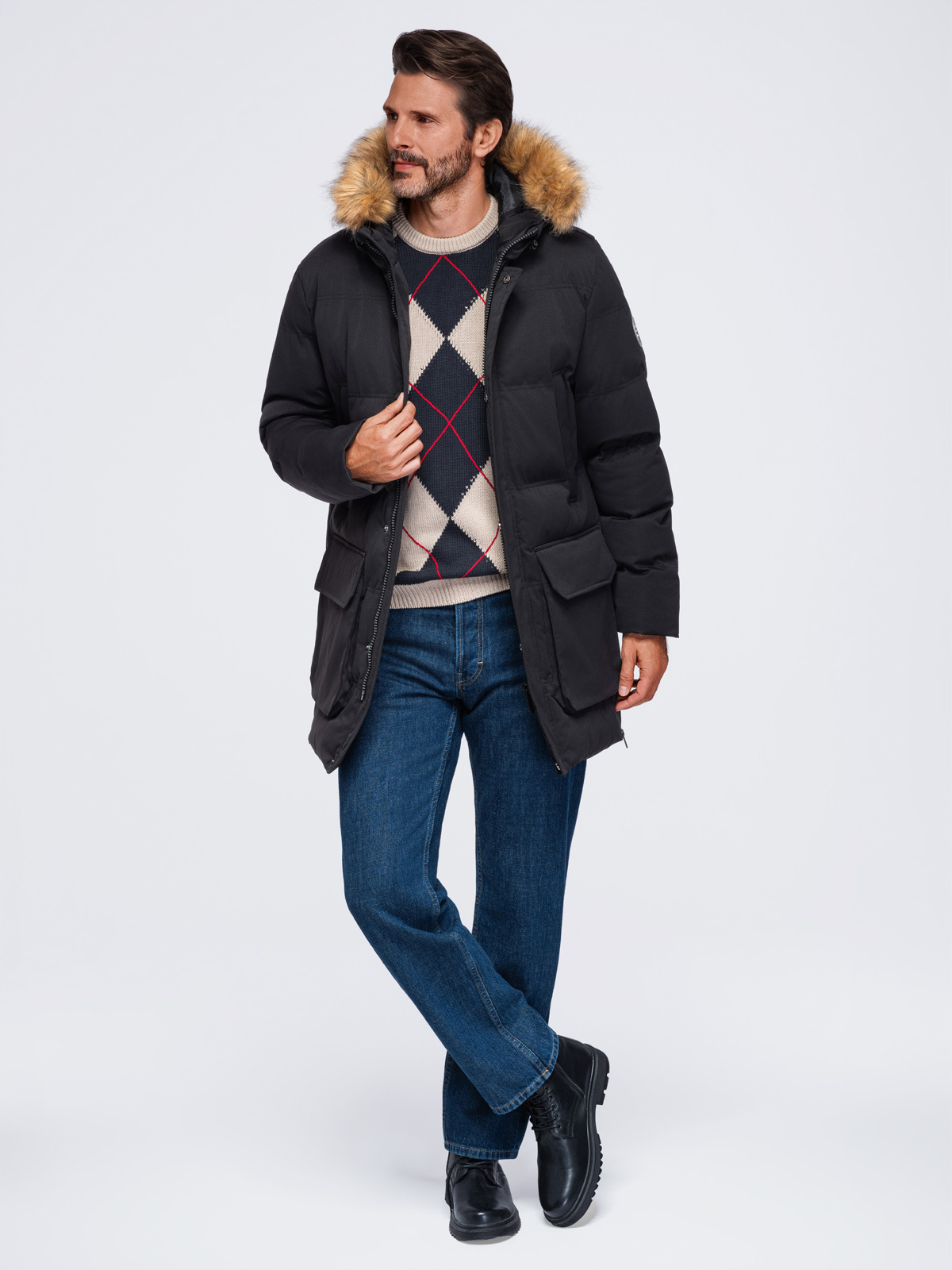 Ombre Clothing pikendatud tegumoega meeste talveparka kapuutsiga - Image 16