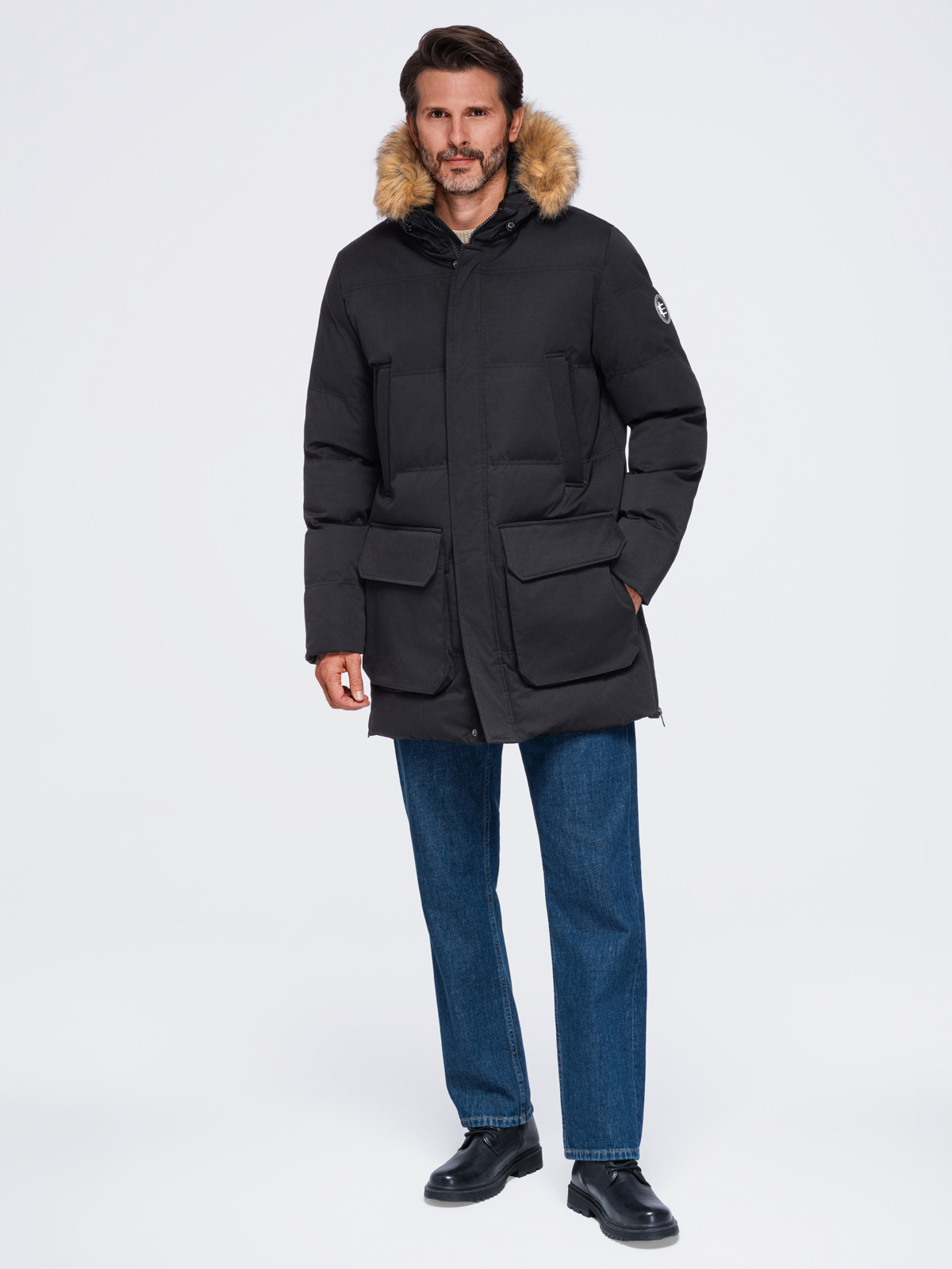 Ombre Clothing pikendatud tegumoega meeste talveparka kapuutsiga - Image 11