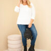 Naiste plus-size puuvillane pikkade varrukatega pusa pitsdetailiga - Thumbnail Image 46