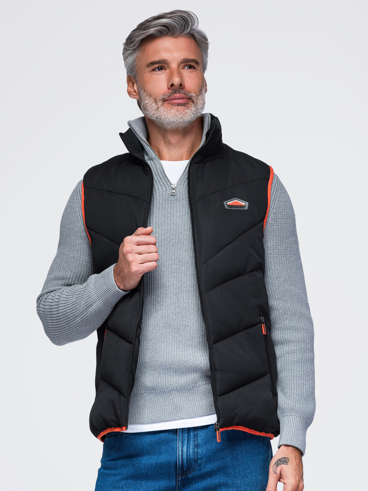 Meeste tepitud vest püstkrae ja tõmblukuga taskutega Ombre Clothing - Image 15