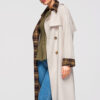 Naiste kaherealine trenchcoat-üleminekumantel vööga - Thumbnail Image 5