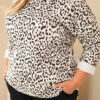 Naiste leopardimustriga pikendatud seljaosaga pluus Plus Size - Thumbnail Image 12