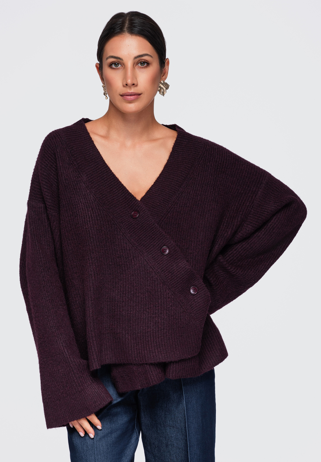 Ombre Clothing naiste asümmeetriline nööpidega kampsun - Image 5