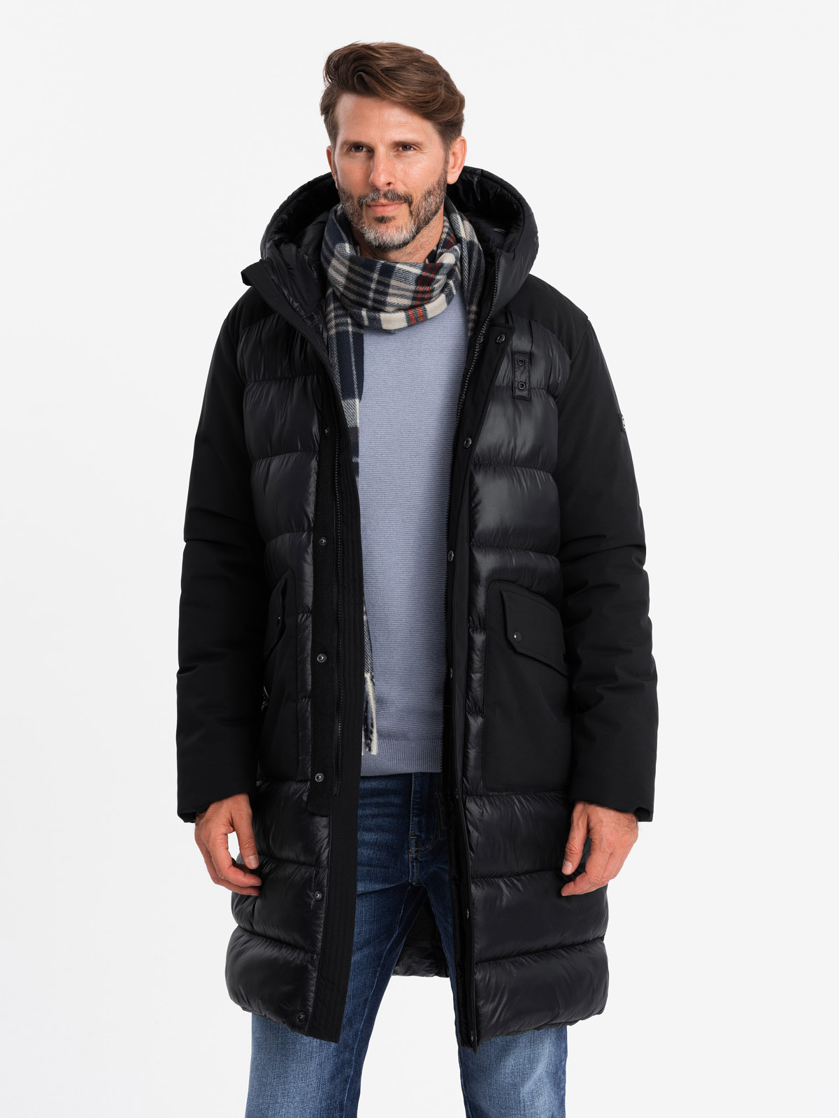 Meeste pikem tepitud talvejope kapuutsiga Ombre Clothing - Image 38